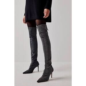 Free People x Vicenza Shimmer Over The Knee Boots Black Size US 11
